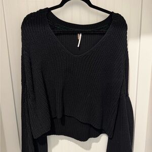 Free People Black V-Neck Sweater